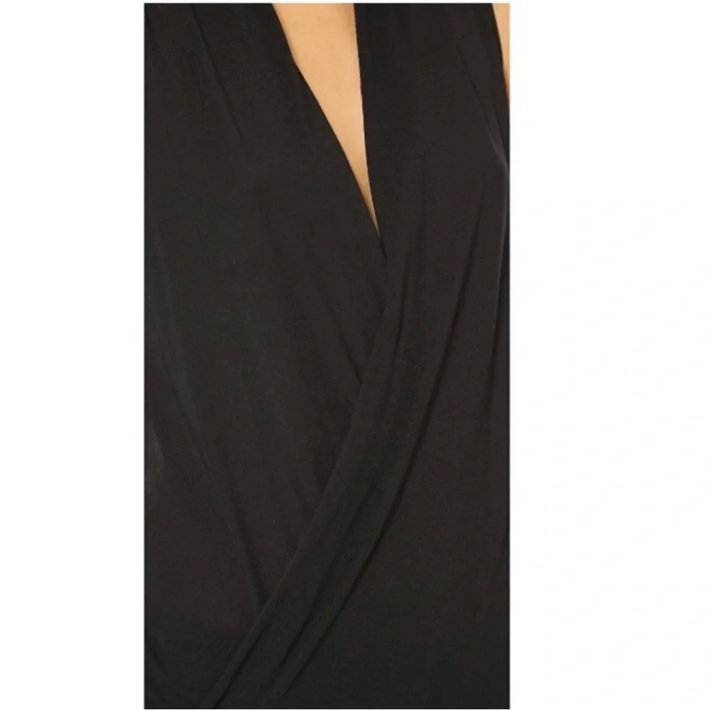 Lanston Revolve Surplice Drape Crossover Tank XS Navy Blue Stripe